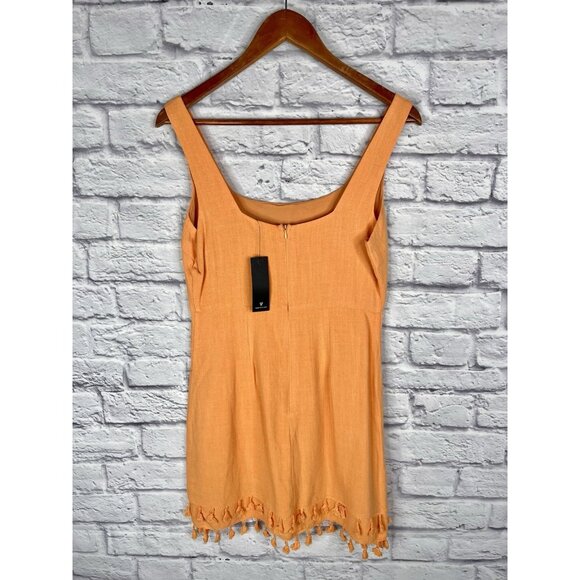 LULUS Women's Light Orange Linen Blend Sleeveless Tassel Dress NWT Medium - Picture 5 of 5